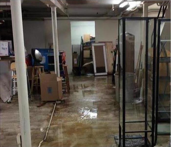 water damaged commercial storage area