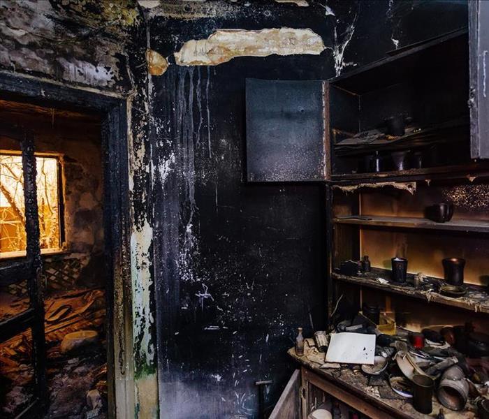 burned out destroyed kitchen from a fire